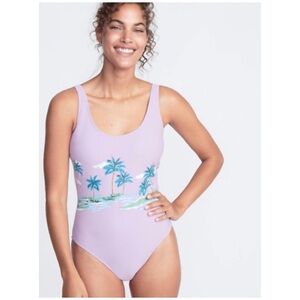 Old Navy : size M : lilac purple one piece palm tree beach swimsuit bathing suit